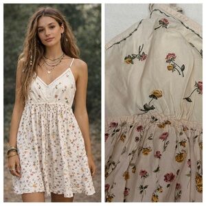 Victoria's Secret Floral Mini Dress - Cream with Pink and Yellow Accents